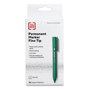 TRU RED™ Permanent Marker, Pen-style, Fine Bullet Tip, Green, Dozen freeshipping - TVN Wholesale